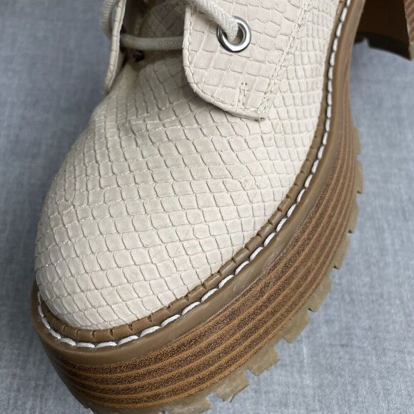 MIA Boots Womens 7.5 Cream Faux Leather Snake Embossed Combat Platform Y2K 90s - Picture 14 of 16